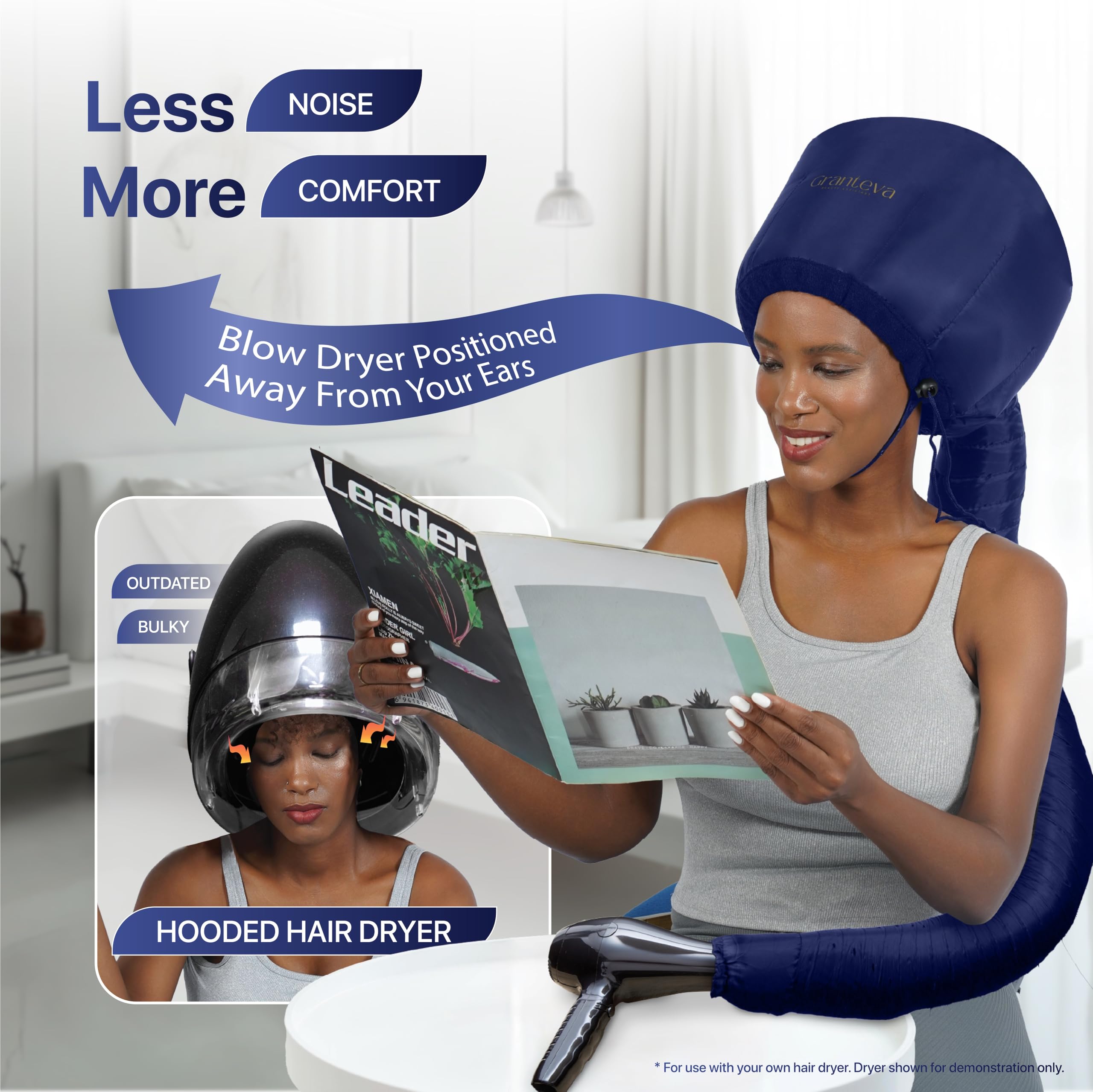 Granteva hair dryer bonnet salon-quality design delivers professional performance at home.