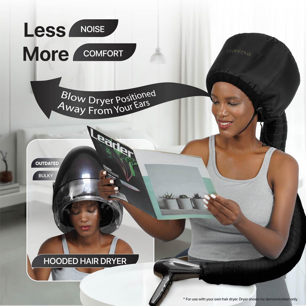 Granteva hooded hair-dryer attachment features a long hose for flexible setup.