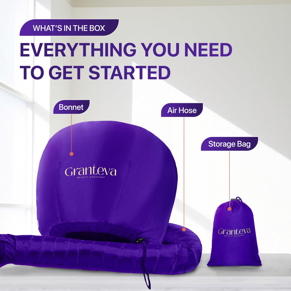 Granteva rapid drying time depiction suggests faster results with hands-free operation.
