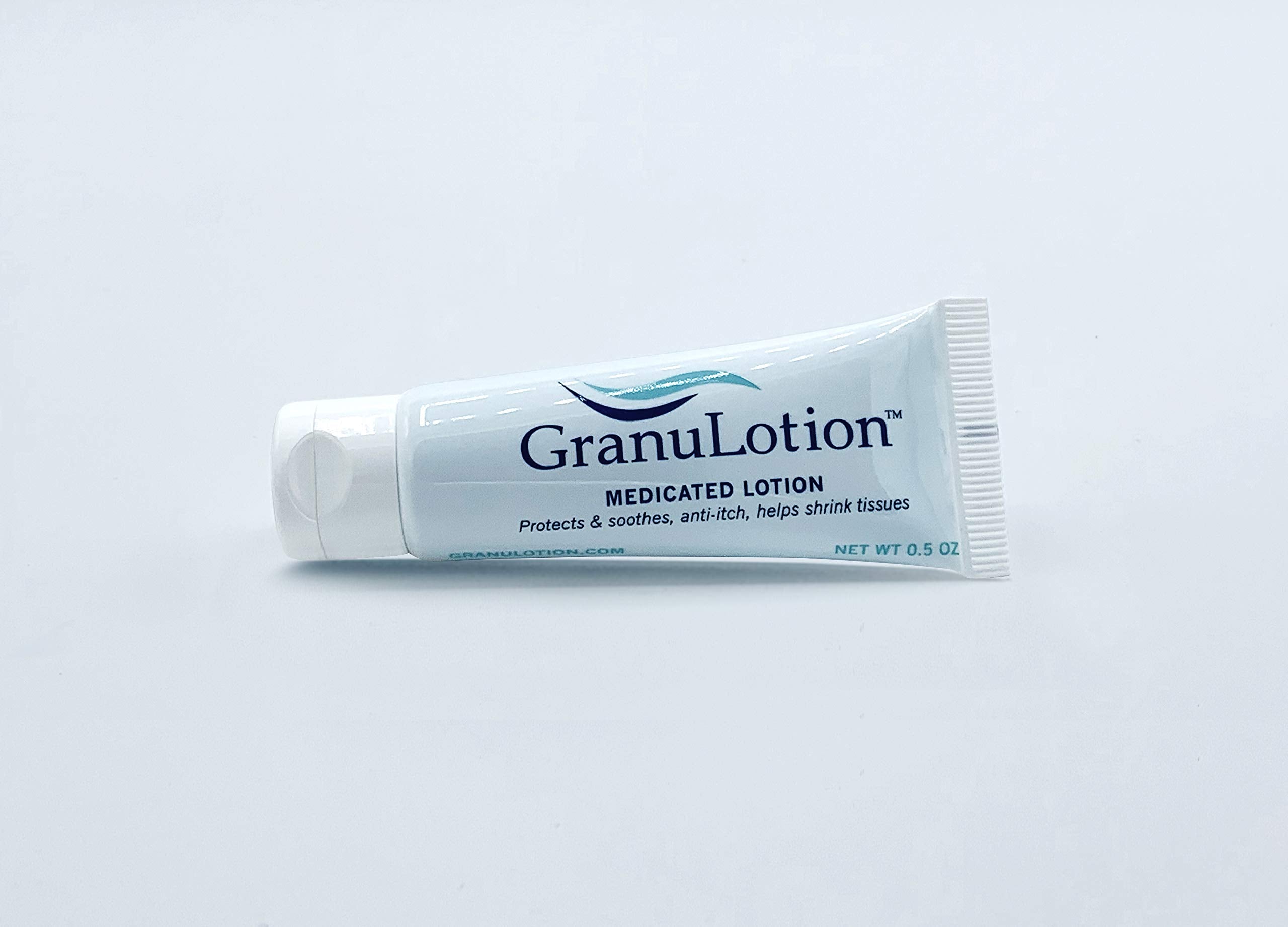 GranuLotion medicated lotion application hand showing easy rub-in for quick comfort