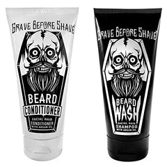 Grave Before Shave beard conditioner bottle illustrates easy post-wash softness.