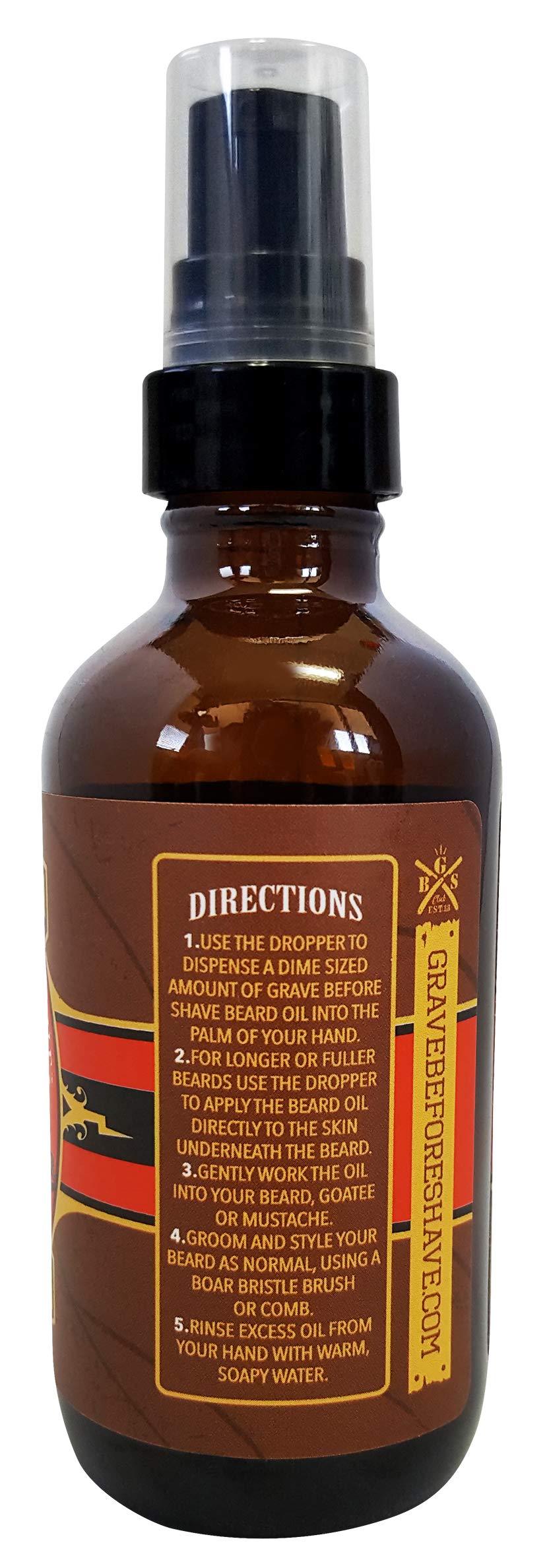 Grave Before Shave beard oil cigar blend bottle pour demonstrates easy application and aroma.