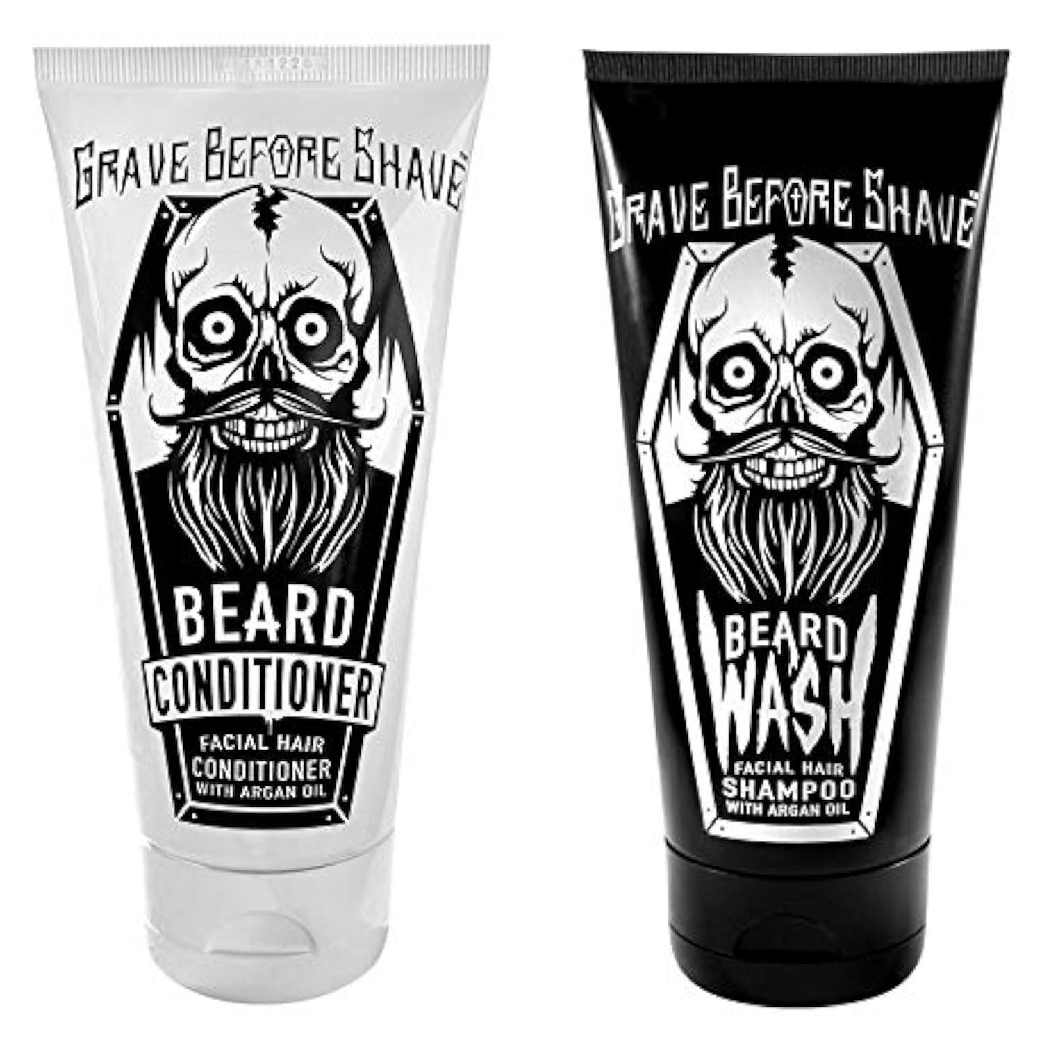 Grave Before Shave beard wash bottle pour delivers refreshing cleanse and skin hydration.