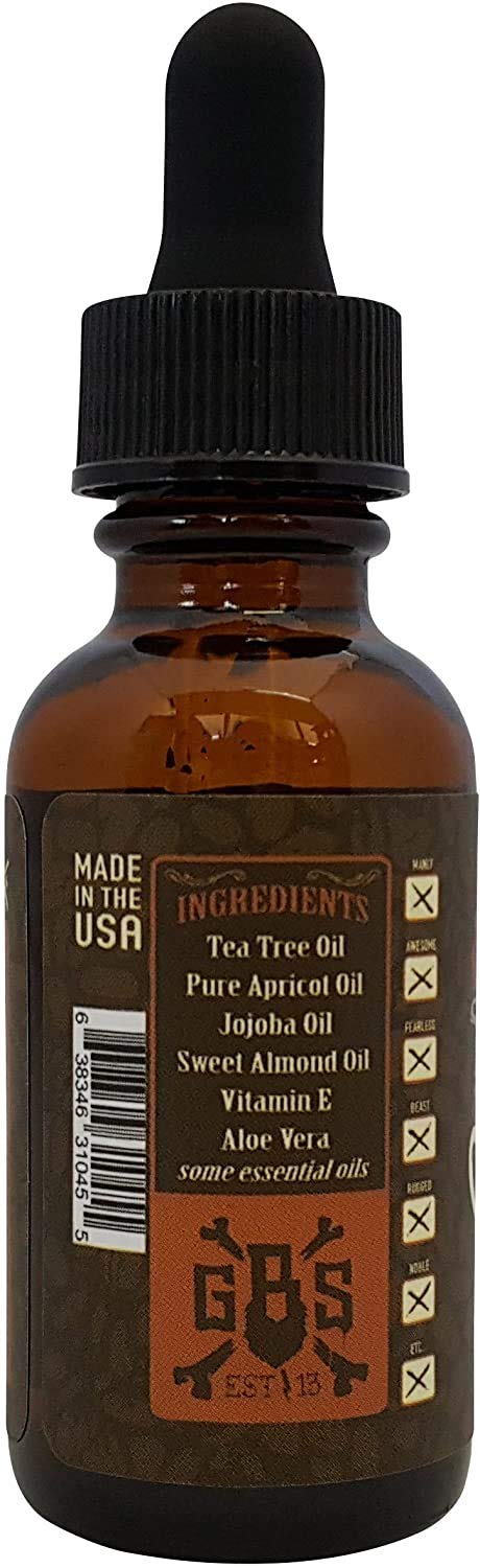 Grave Before Shave packaging for Caramel Mocha Beard Oil shows all-natural formula.