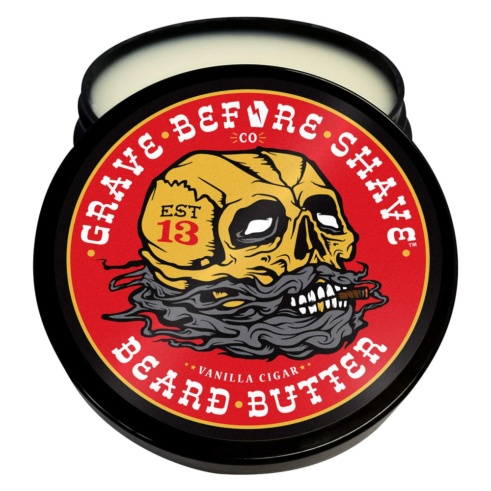 Grave Before Shave cigar beard butter jar softens beard and nourishes skin.