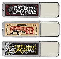 Grave Before Shave Fisticuffs mustache wax 3-pack tin provides strong hold and easy styling.