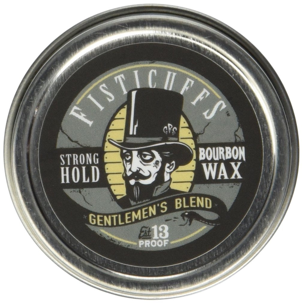 Grave Before Shave Fisticuffs wax tin front view showing strong-hold styling