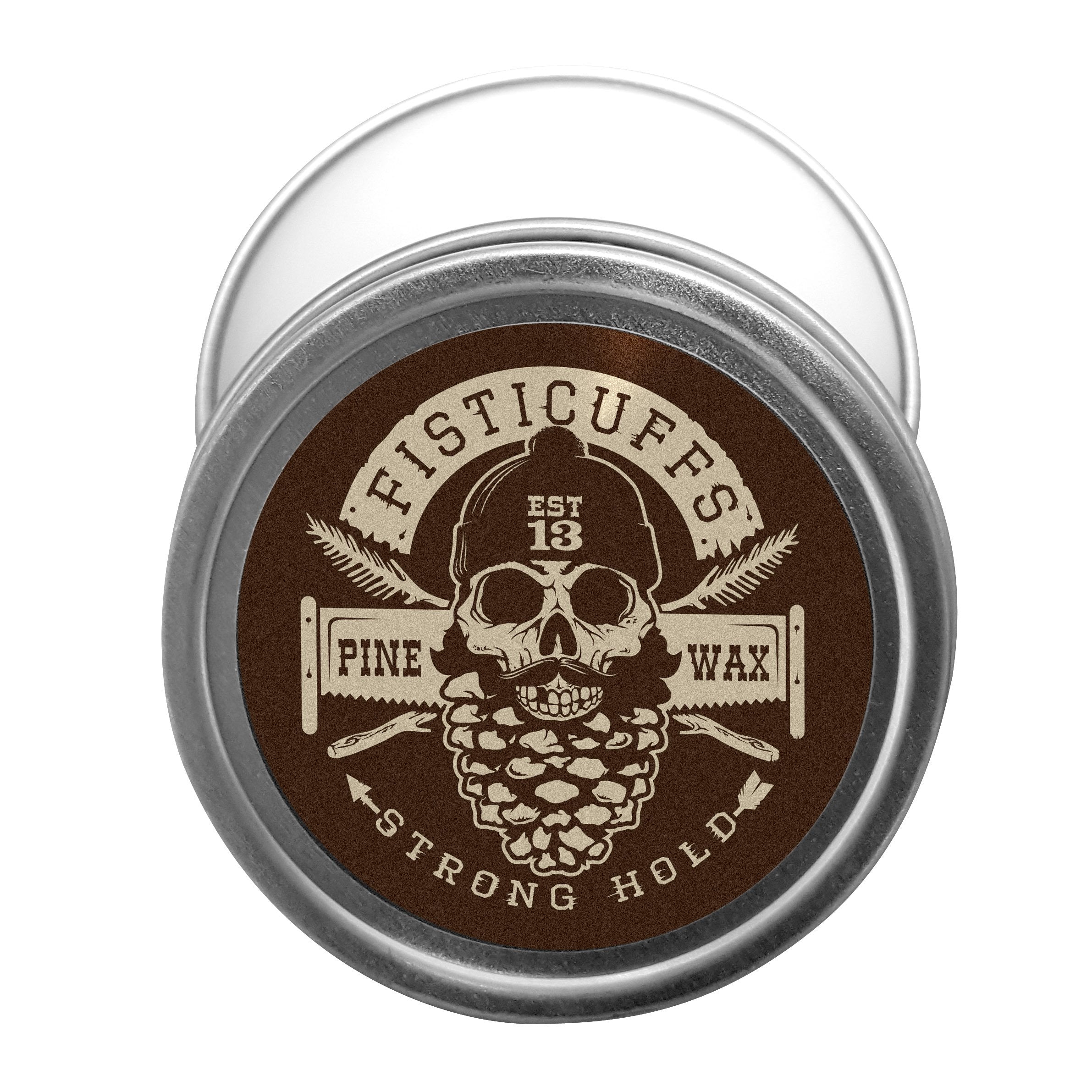 Grave Before Shave Fisticuffs pine mustache wax tin for strong hold styling