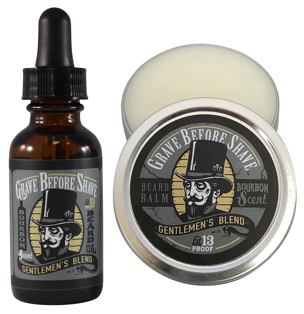 Grave Before Shave Gentlemens Blend beard balm tin helps tame flyaways and nourish hair