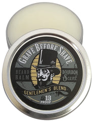 Grave Before Shave Gentlemens Blend beard pack scene evokes bourbon and sandalwood sophistication