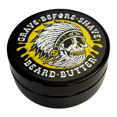 Grave Before Shave Teakwood Blend skin conditioning image highlights itch relief under beard.