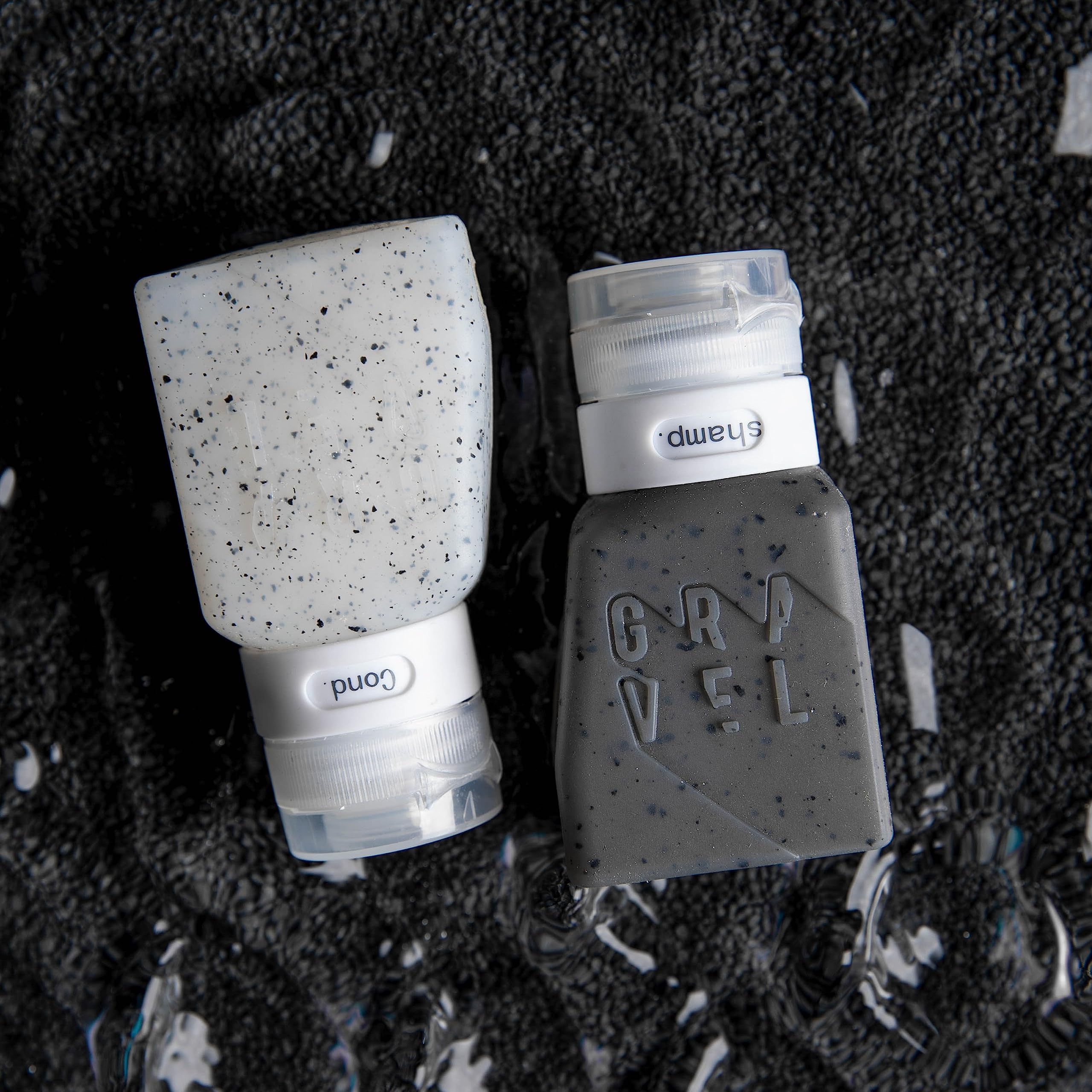 Gravel travel bottles offer smooth squeezes for precise dispensing during travel.