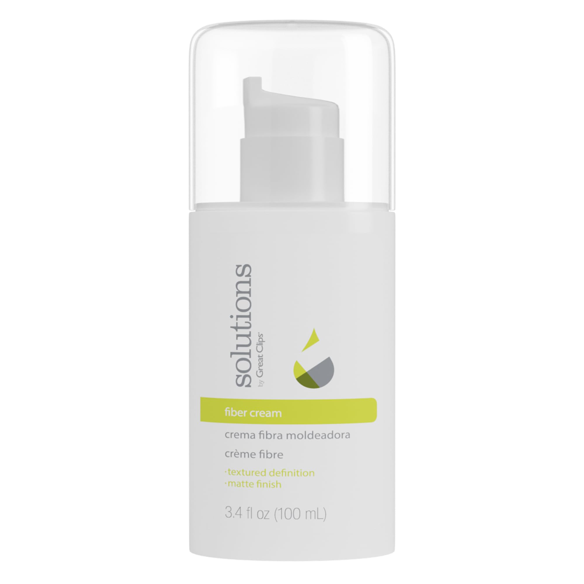 Great Clips Solutions Fiber Cream bottle ready for styling with firm hold and lift