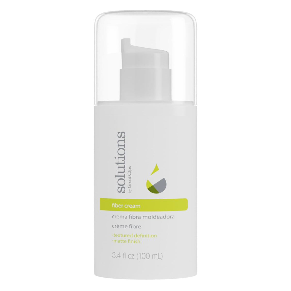 Great Clips Solutions Fiber Cream bottle ready for styling with firm hold and lift