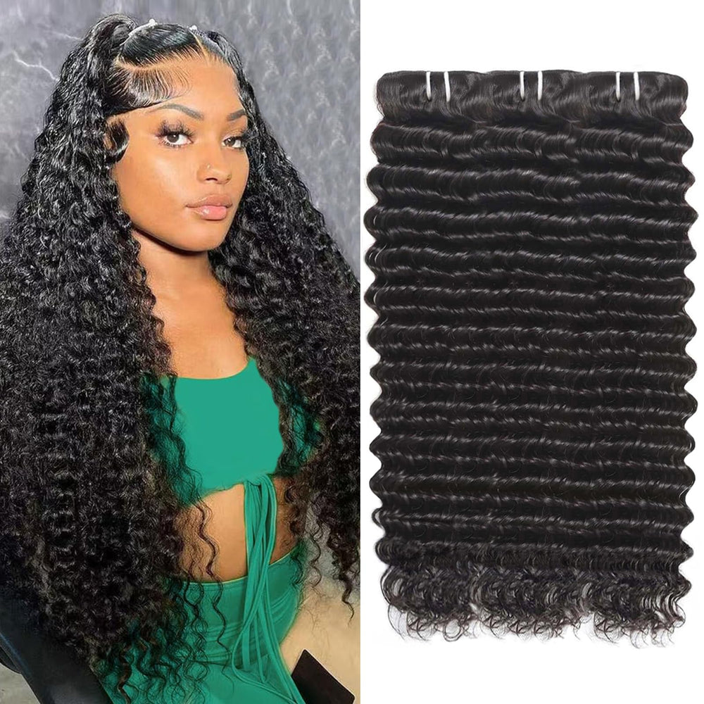 Great Grace deep wave bundles 16 inch natural black for full head volume