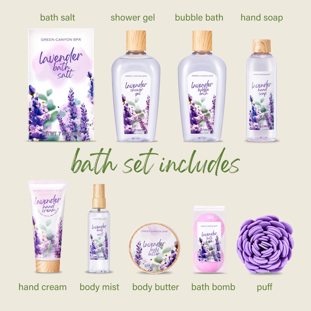 Green Canyon Spa shower gel bottle delivers a lavender-scented refreshing cleanse.