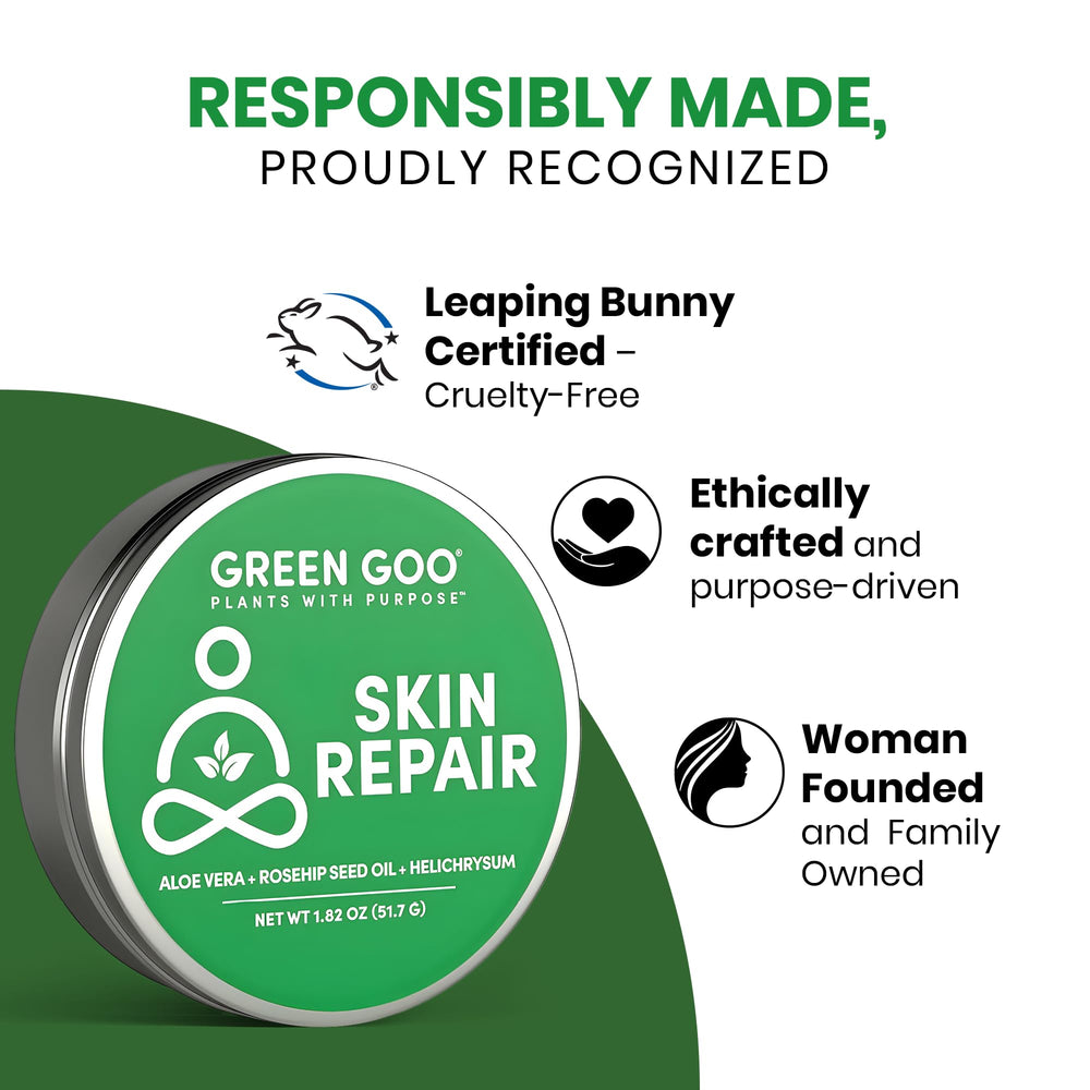 Green Goo salve applied to scar area for gentle repair