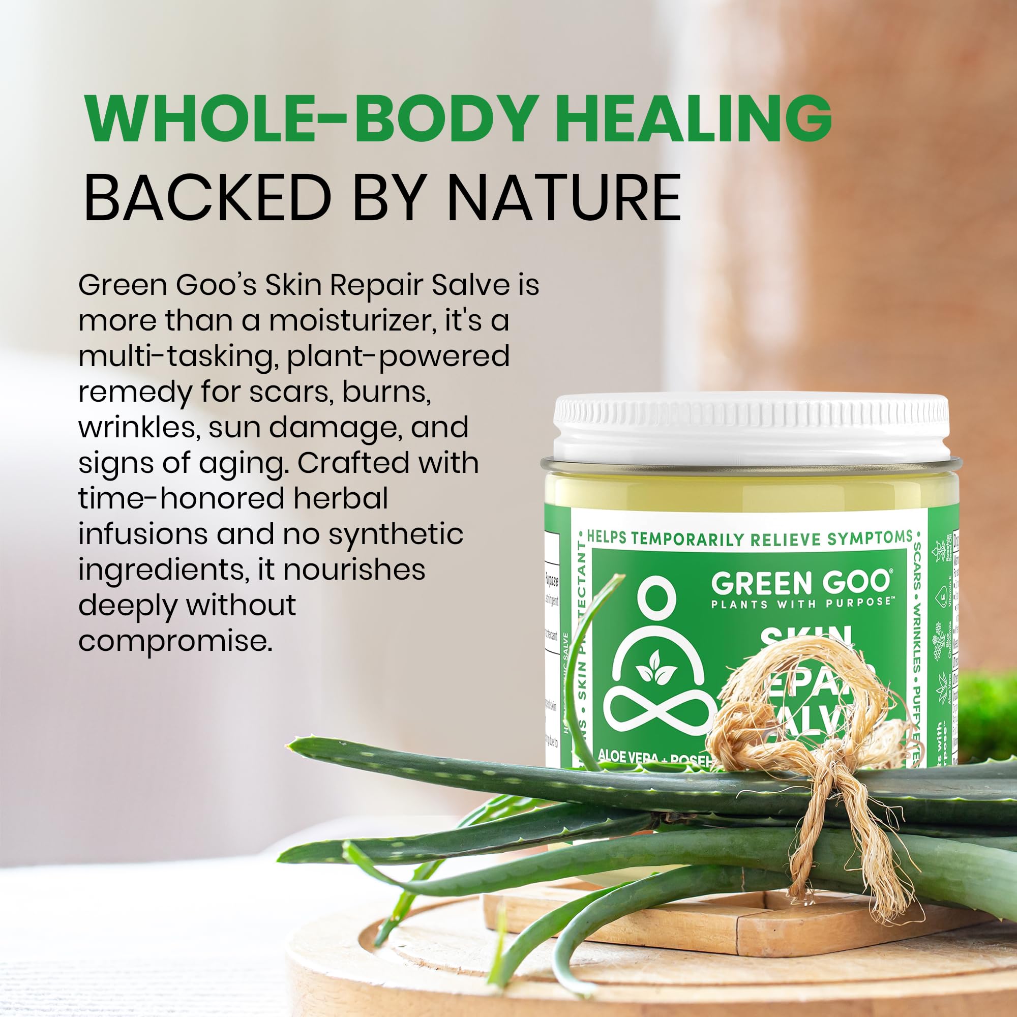 Green Goo Skin Repair Salve’s slow-absorption, nourishing texture for daily use