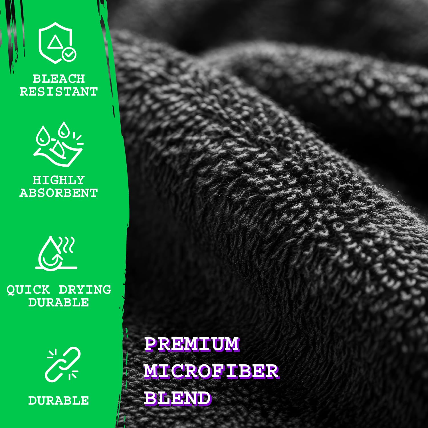 GREEN LIFESTYLE barber towel in black, bleach-proof, great for haircuts and grooming