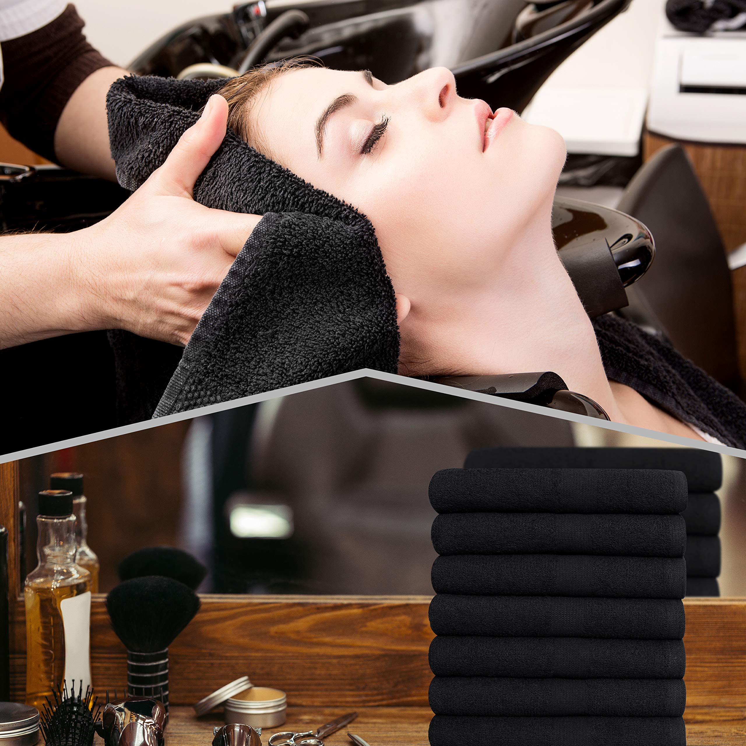 GREEN LIFESTYLE durable black towel stays colorfast after repeated chemical exposure