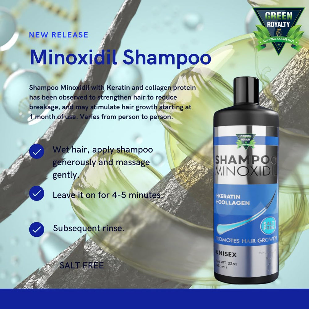 GREEN ROYALTY Minoxidil Shampoo cruelty-free label reflects ethical formulation.