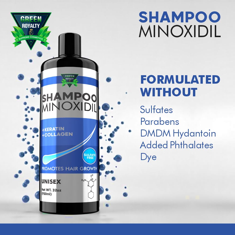 GREEN ROYALTY Minoxidil Shampoo foamy lather highlights a smooth, nourishing wash.
