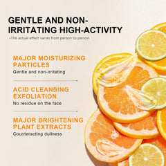 Green Tomato peeling gel face application demonstrates smoothing exfoliation and refreshed skin.