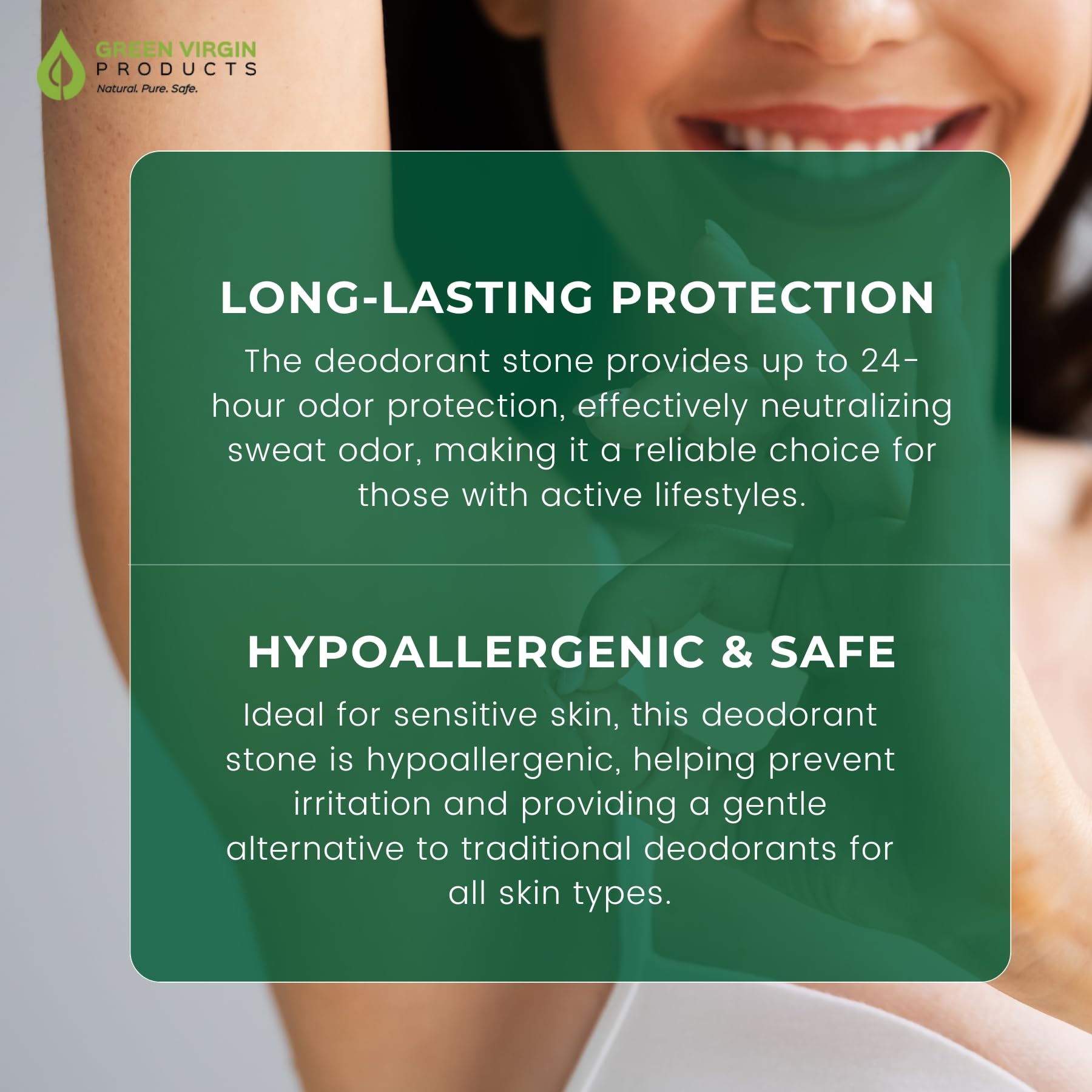 Green Virgin Products unscented mineral stone centered for sensitive skin use
