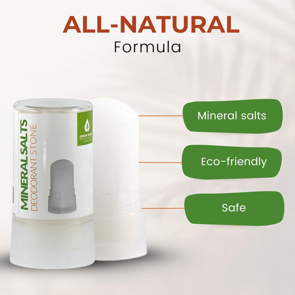 Green Virgin Products eco-friendly packaging of mineral stone deodorant