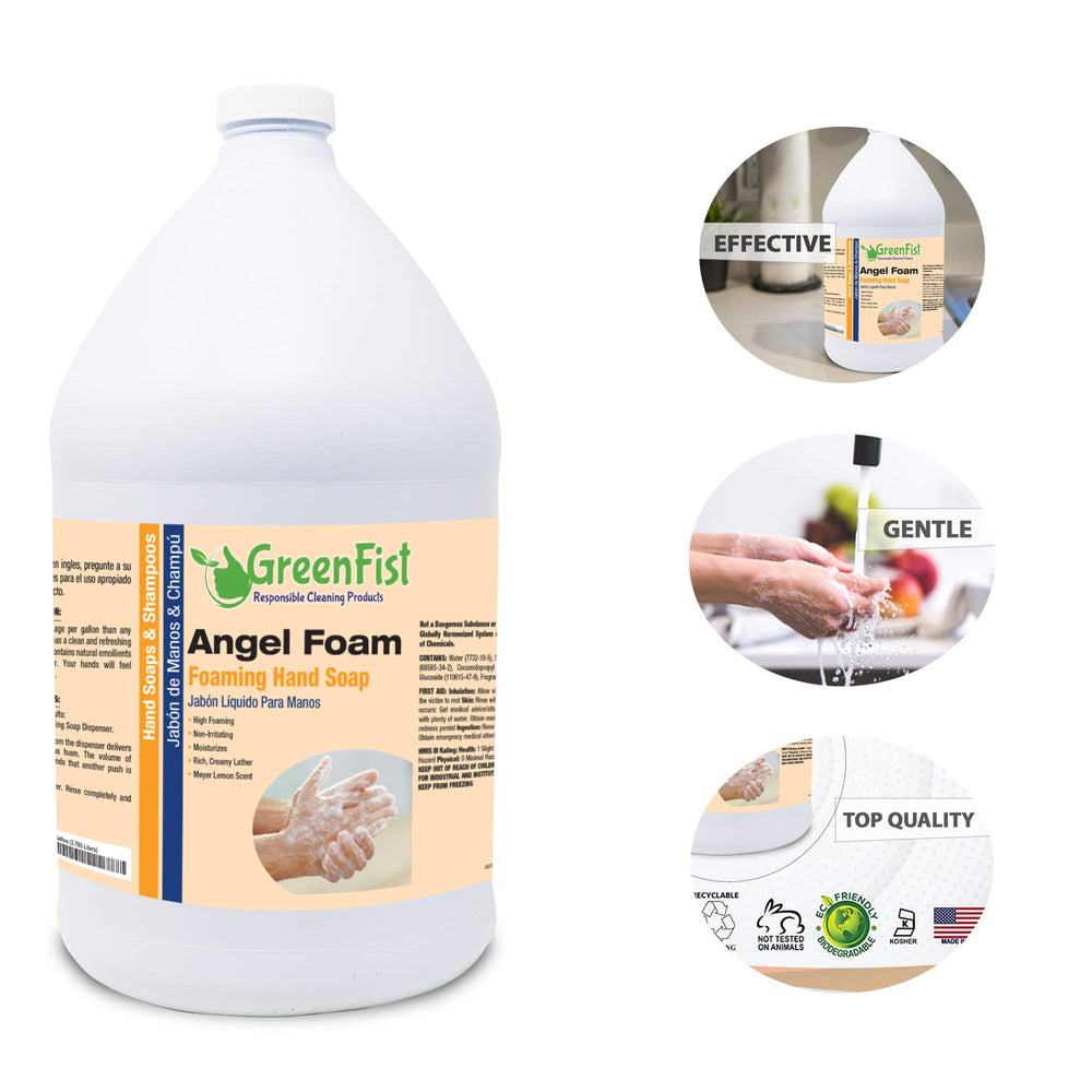 GreenFist foaming hand soap refill lemon label with family-use context