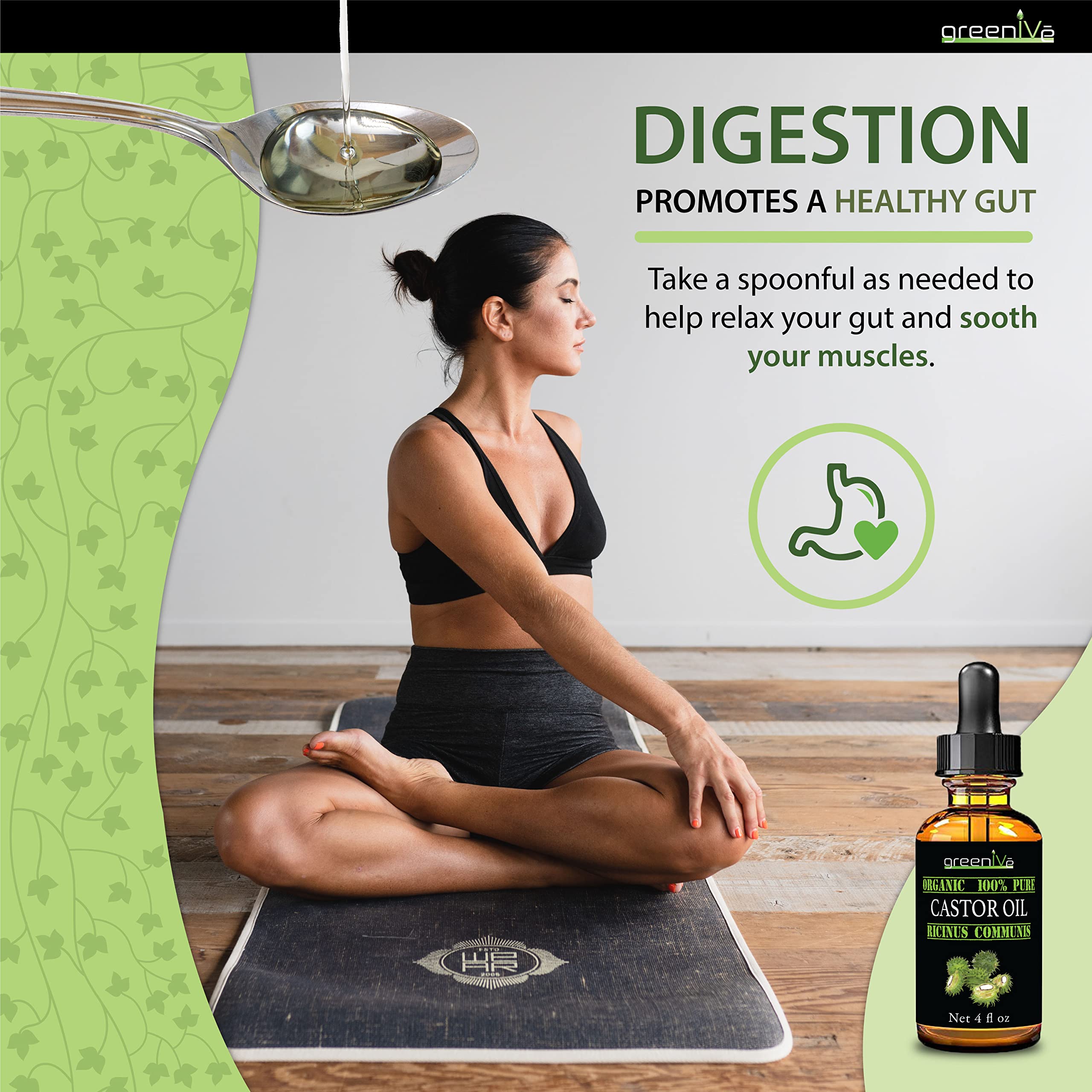 GreenIVe Castor Oil on lashes and brows for conditioning and growth support