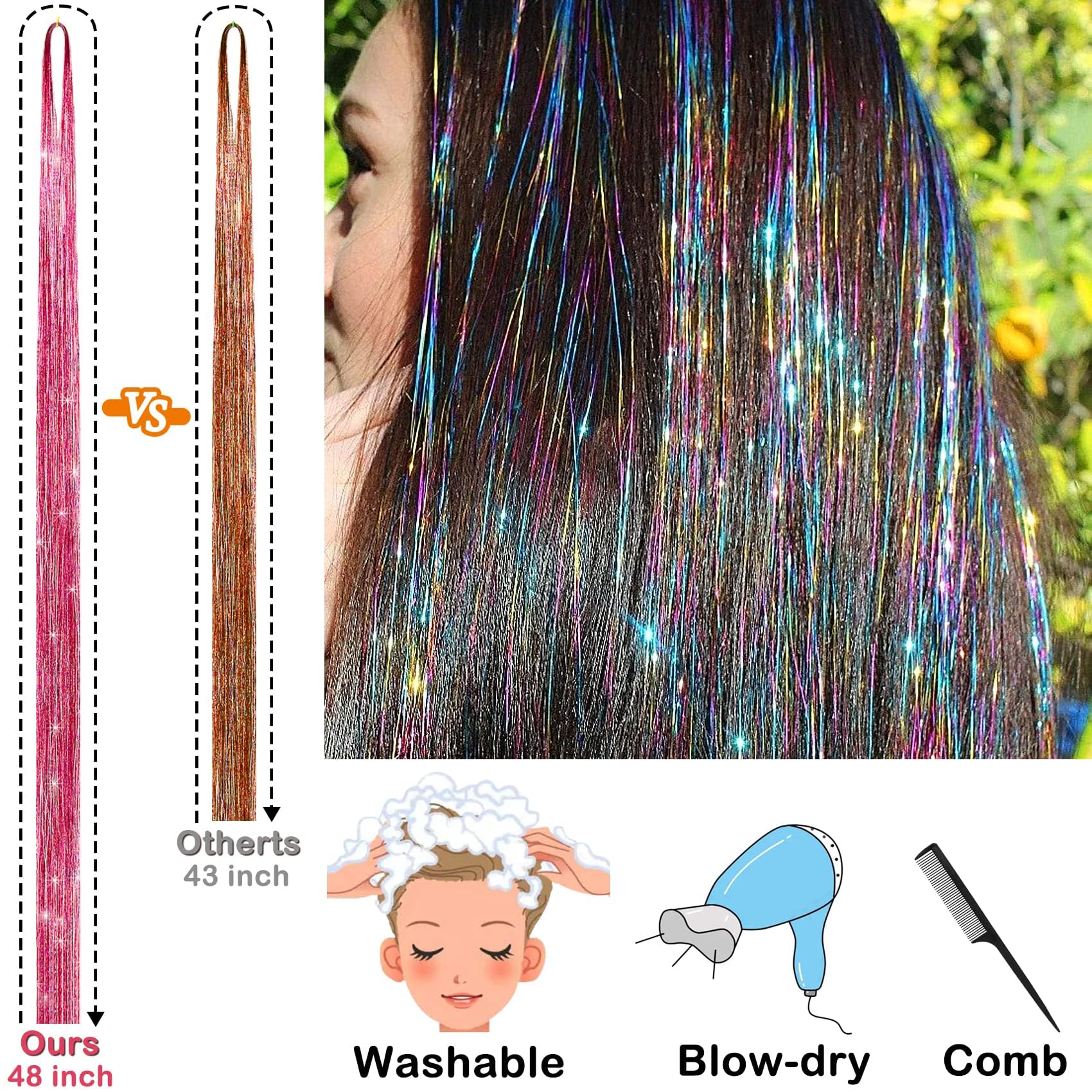 GrennMauler heat-resistant-polyester-tinsel endures heat styling safely for creative hairstyles
