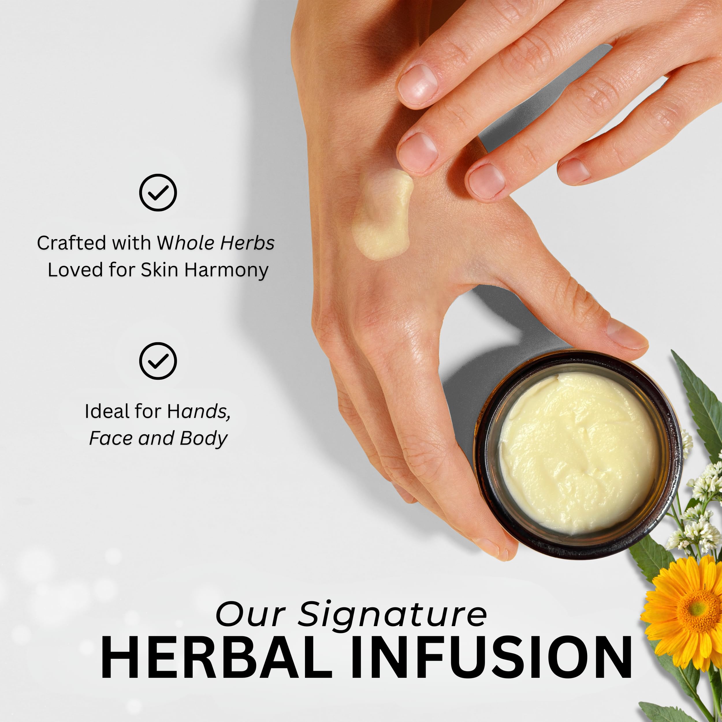 Greenstead Naturals calendula chamomile herbs infusion steeping scene shows soothing antioxidant-supporting properties