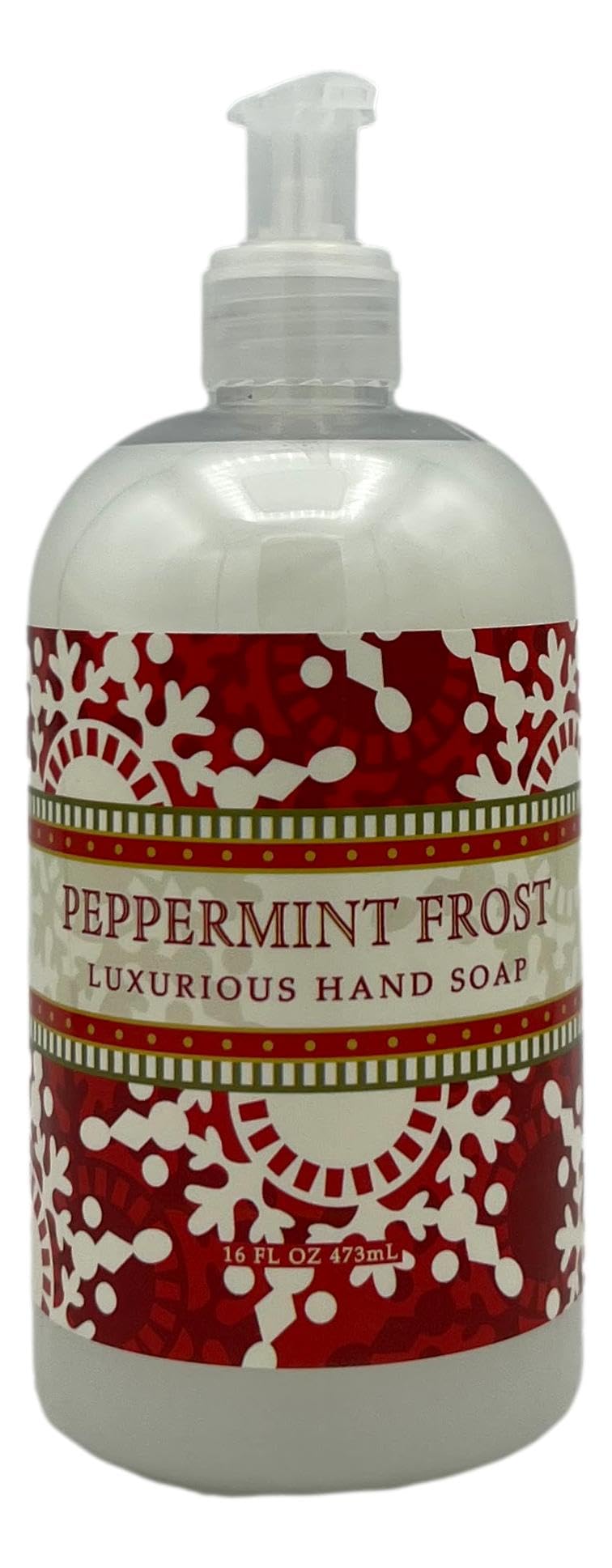 Greenwich Bay Peppermint Frost hand soap bottle provides refreshing cleansing