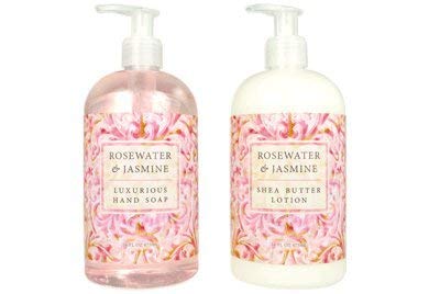 Greenwich Bay Trading Rosewater Jasmine hand soap bottle for gentle cleansing with spa like aroma