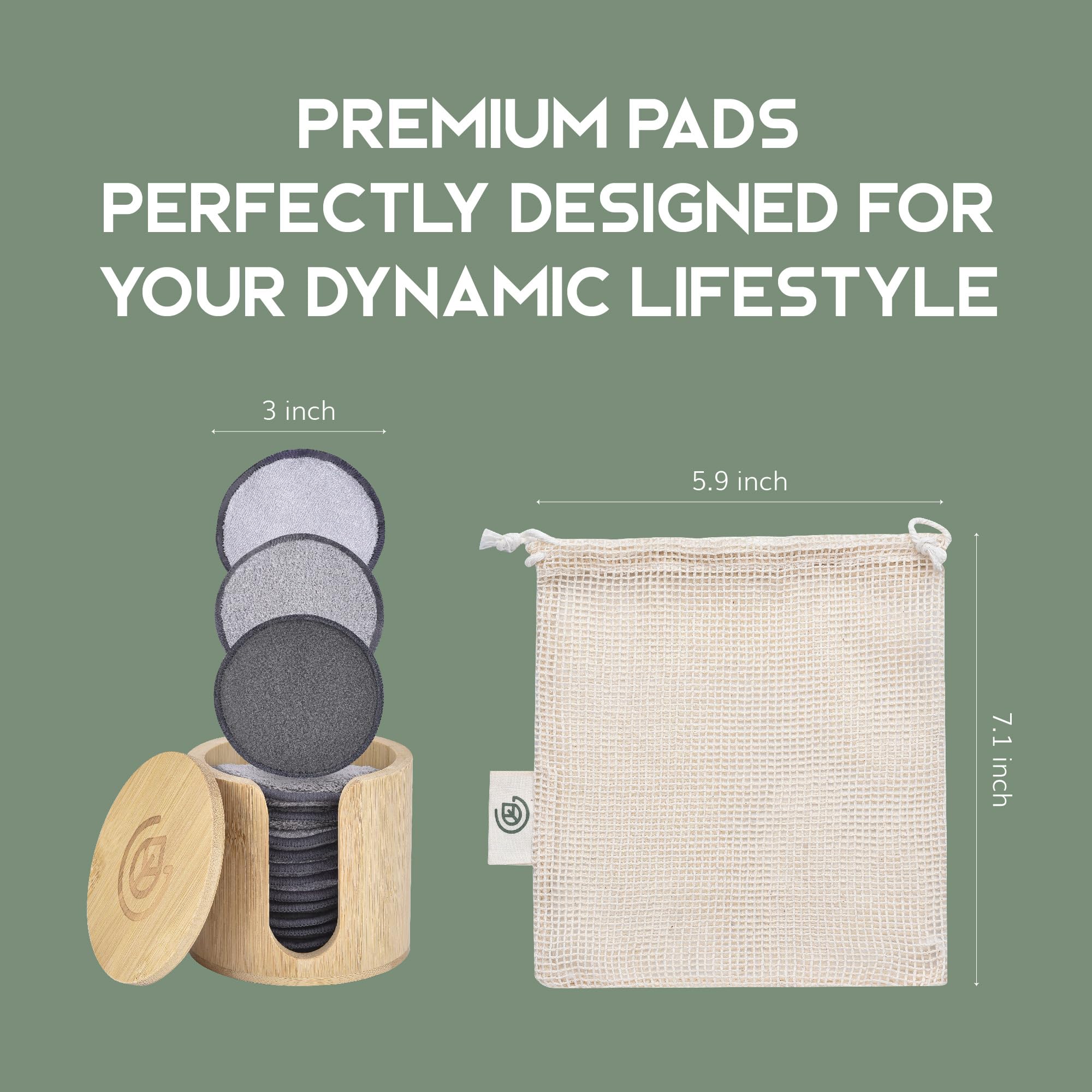 Greenzla bamboo storage holder keeps pads organized and accessible.