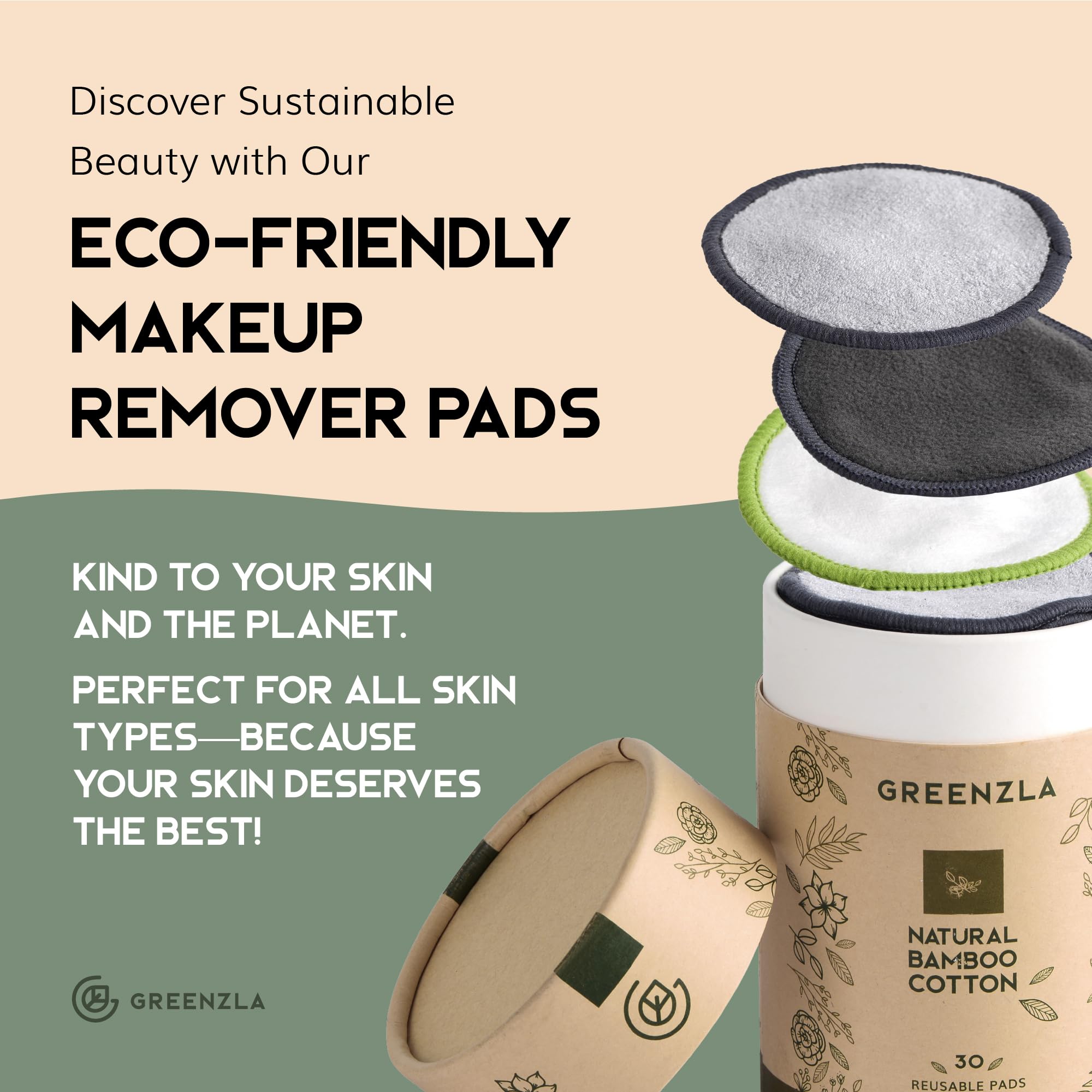 Greenzla charcoal pads in action for makeup removal and pore refresh.