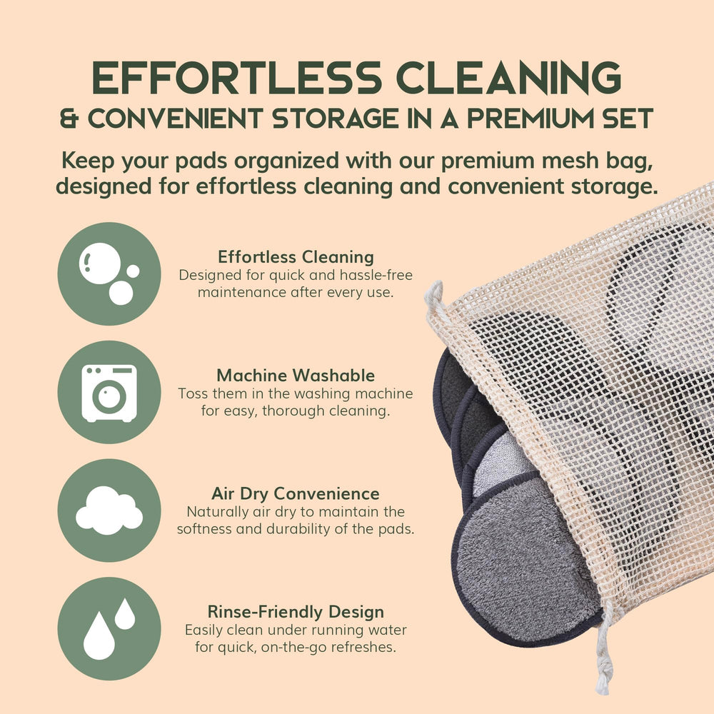 Greenzla mesh laundry bag protects pads during washing for easy care.