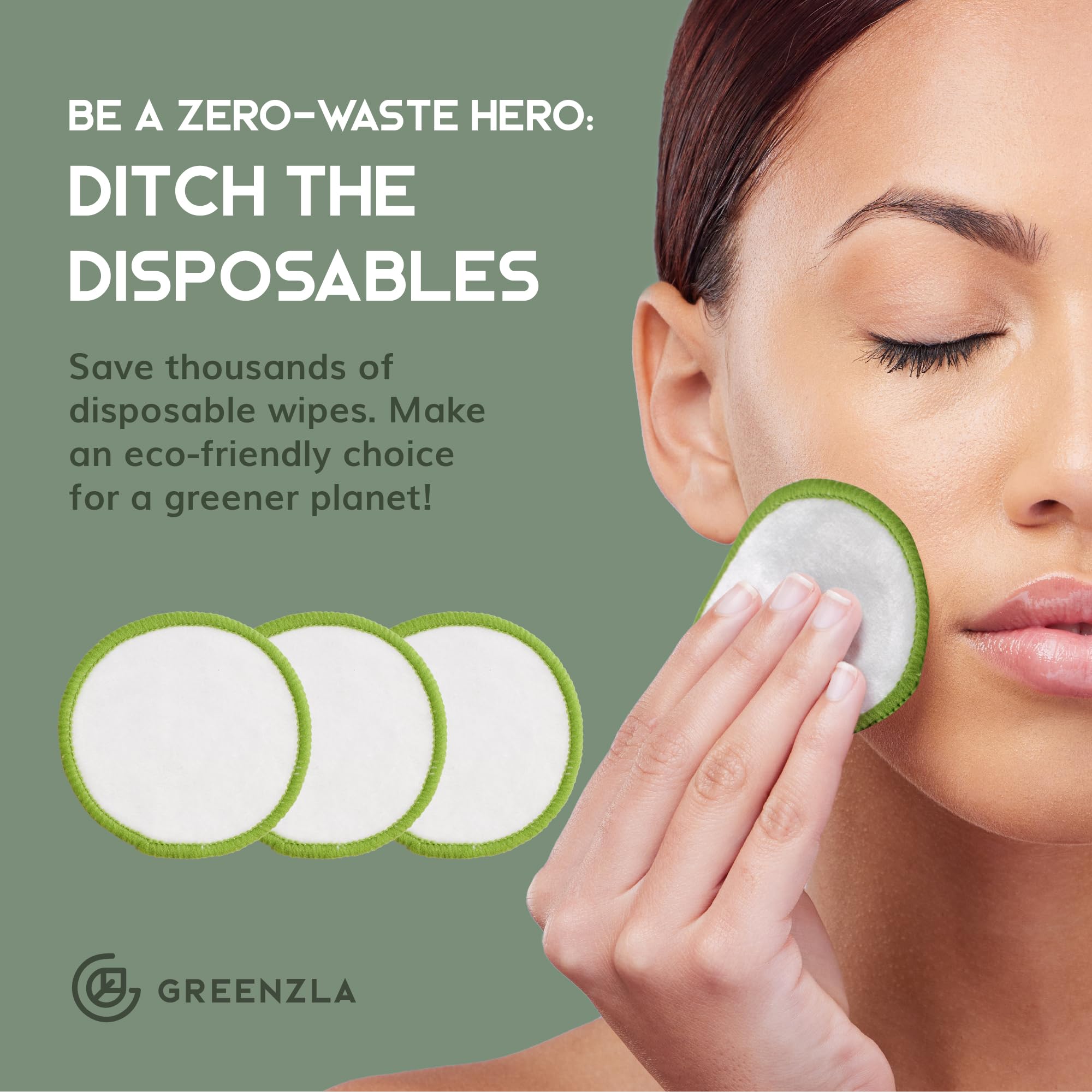 Greenzla pads in mesh laundry bag for easy washing.