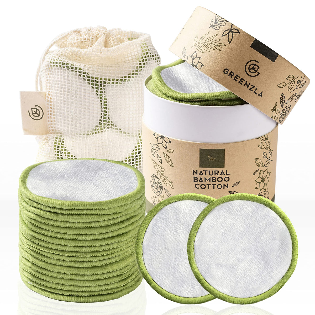 Greenzla reusable makeup remover pads pack with storage box—zero-waste cleansing.