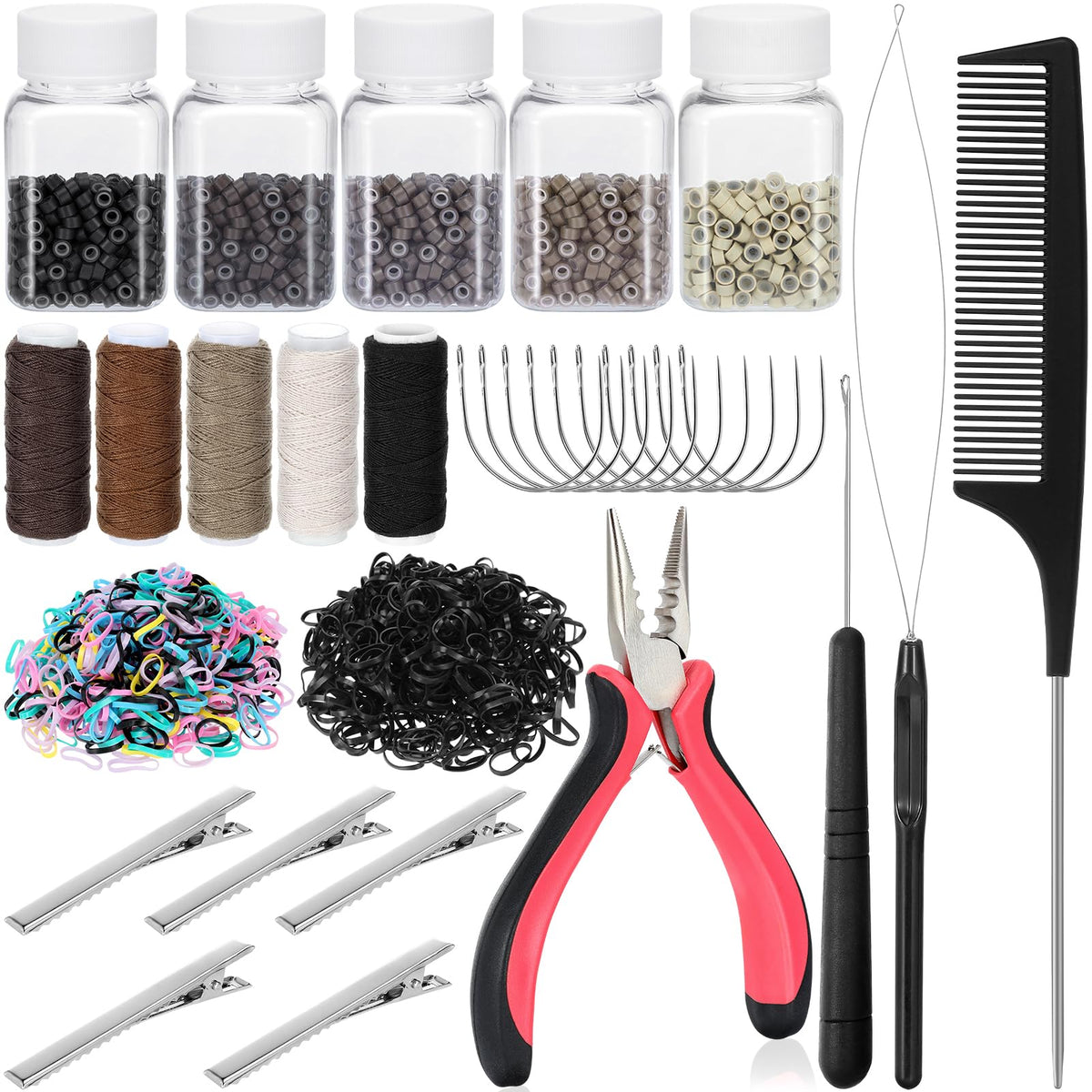 GrennMauler hair extension tools kit micro rings 2500 with silicone liner for gentle, secure hold during installation