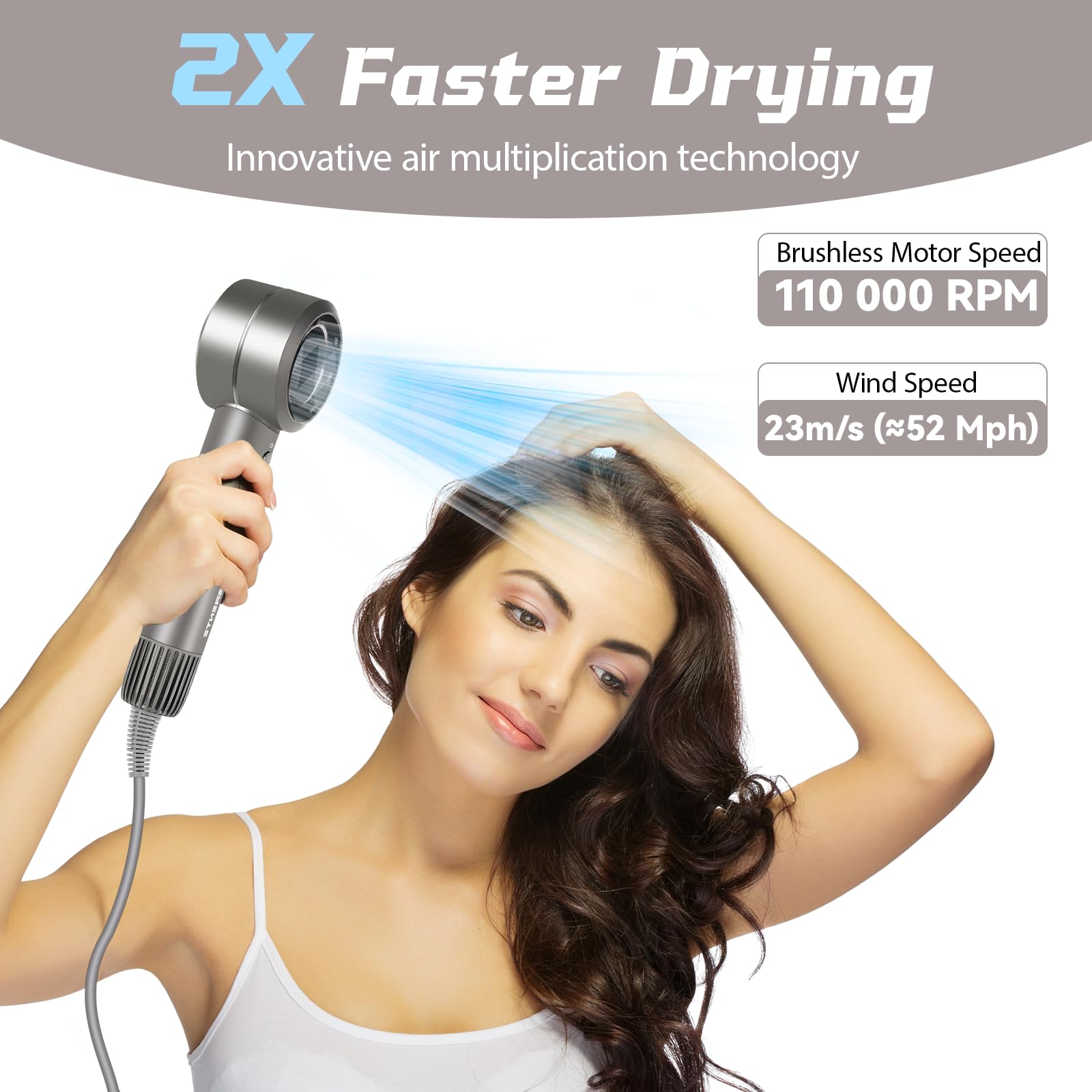 Grente hair dryer diffuser attachment ready to create voluminous, defined curls.