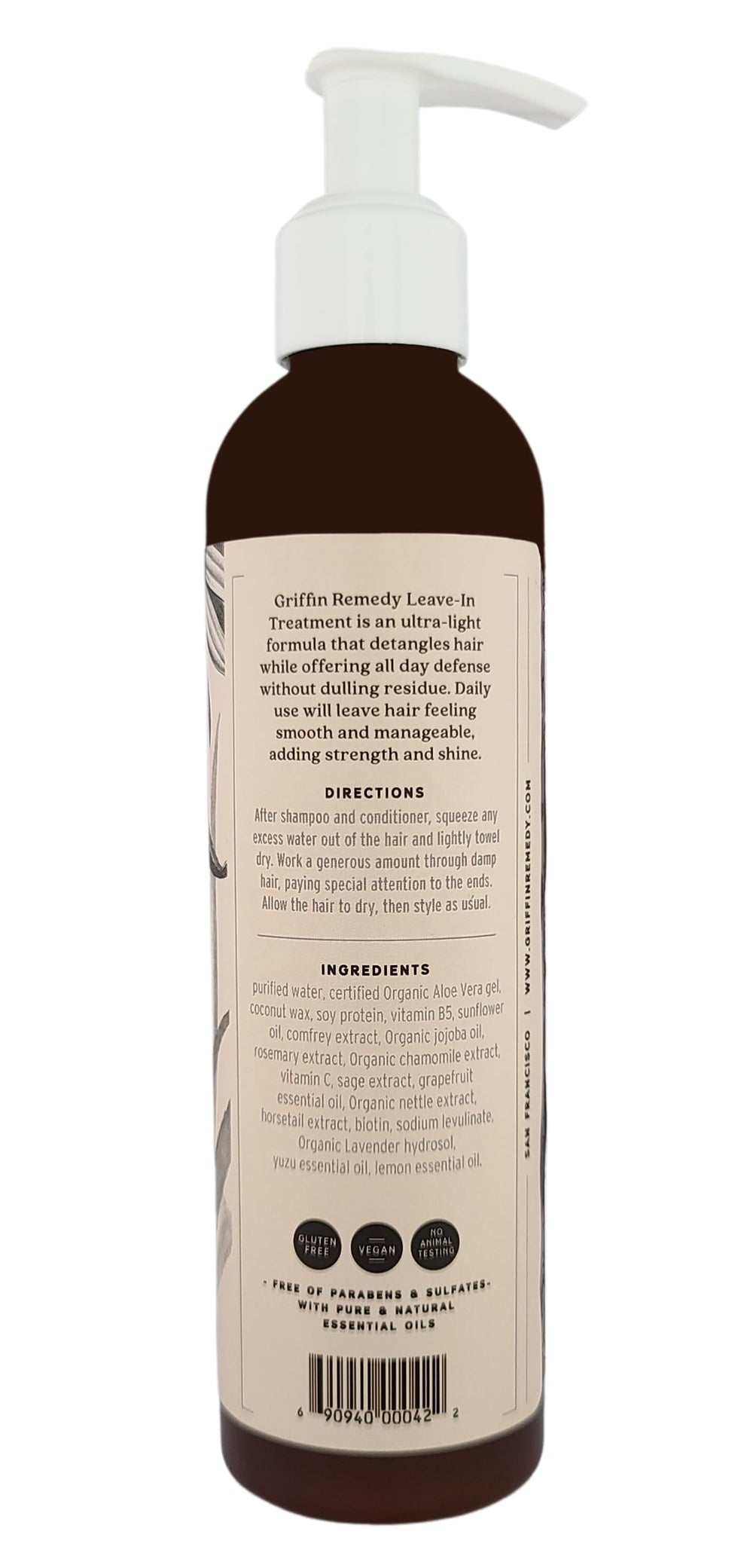 Griffin Remedy Leave-In Conditioner close-up highlighting natural ingredients