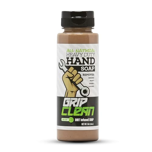 Grip Clean heavy-duty hand cleaner pour demonstrates fast grease removal for shop tasks