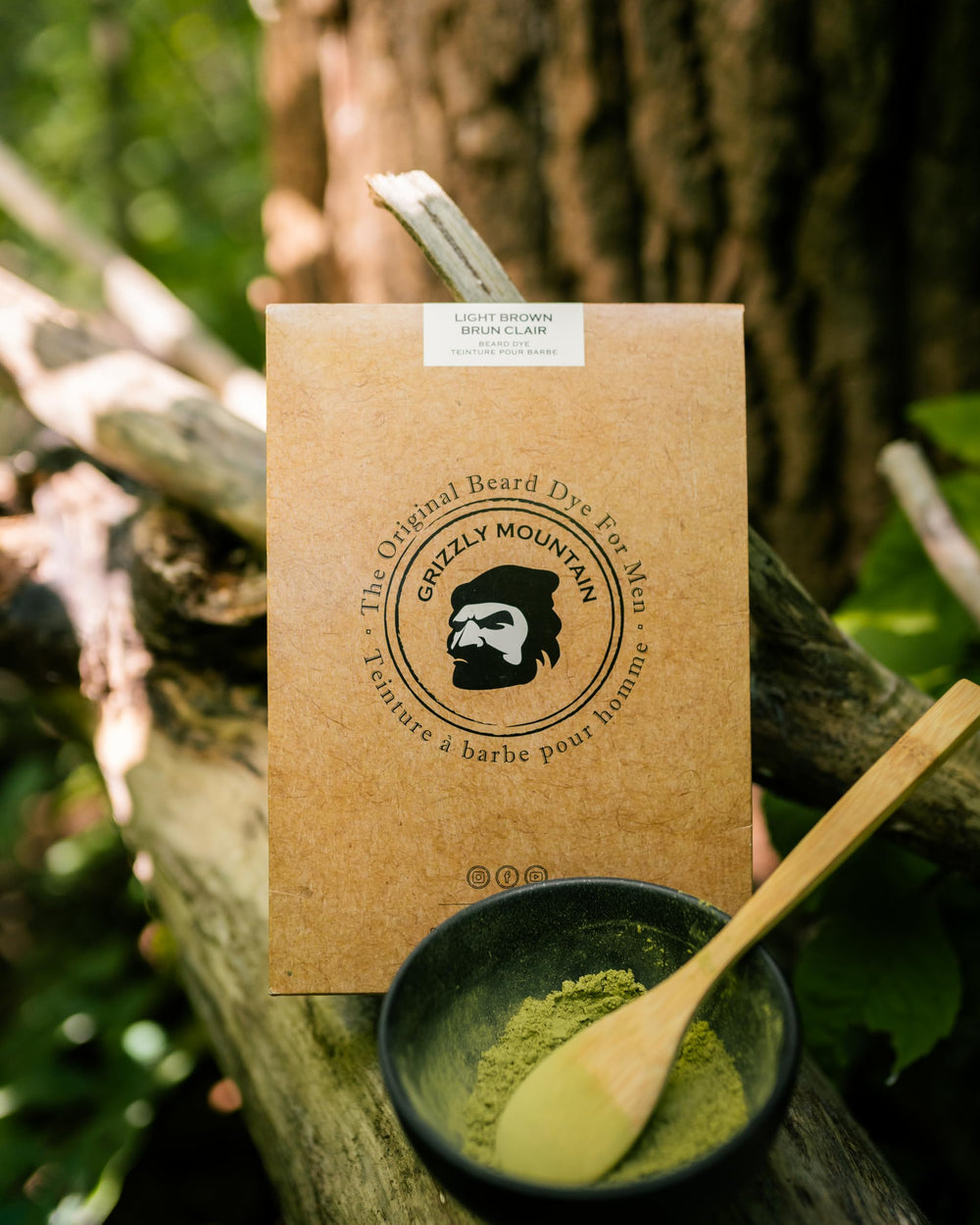Grizzly Mountain Beard Dye 100% organic formula with hypoallergenic potential.
