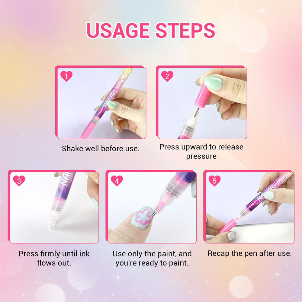GRKZBKW 12-color nail art pens in hand highlight ergonomic grip for comfortable long sessions.