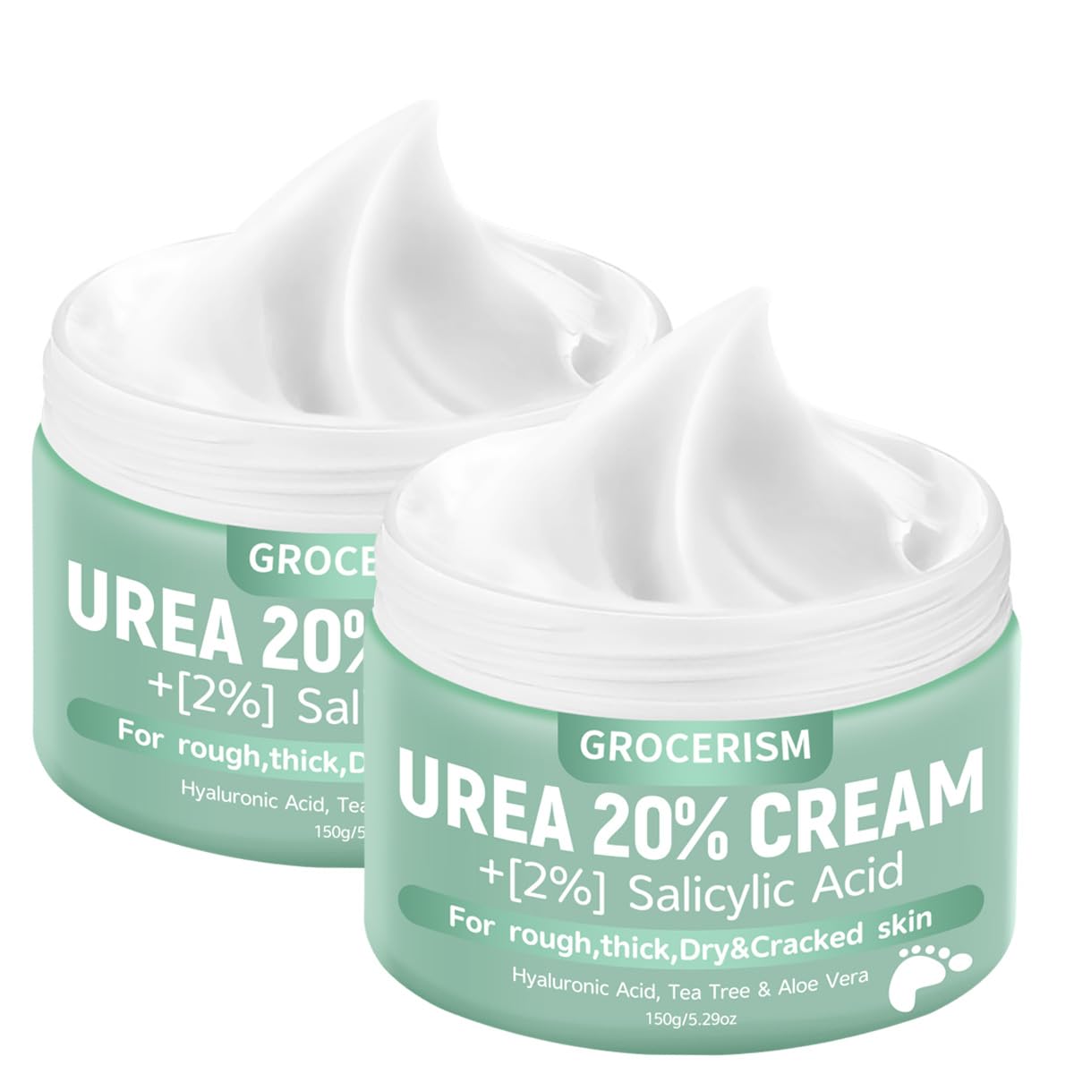 Grocerism 2-packs urea cream box highlights maximum-strength formula for dry skin care.