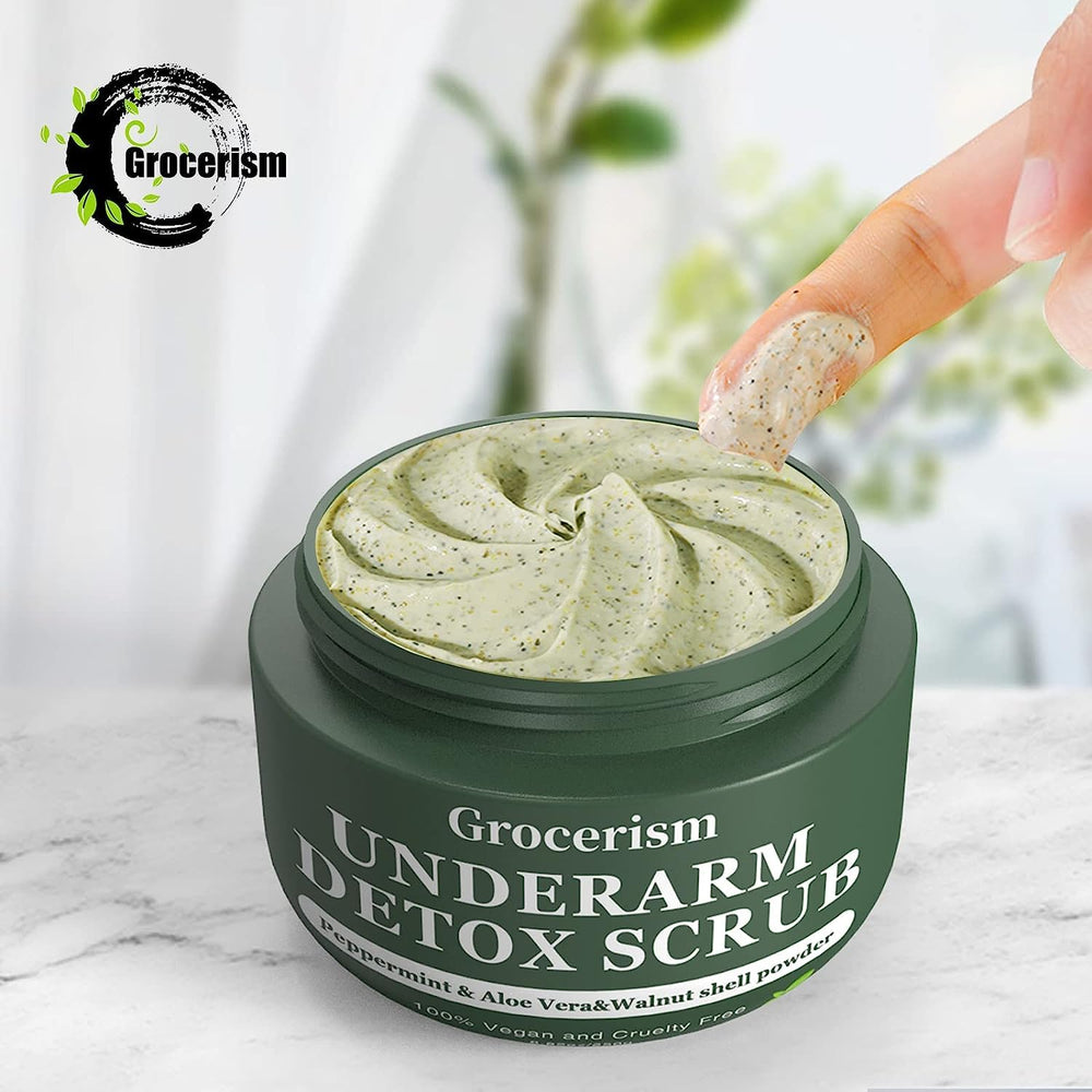 Grocerism Armpit Detox Scrub multi-use for rough knees and elbows.