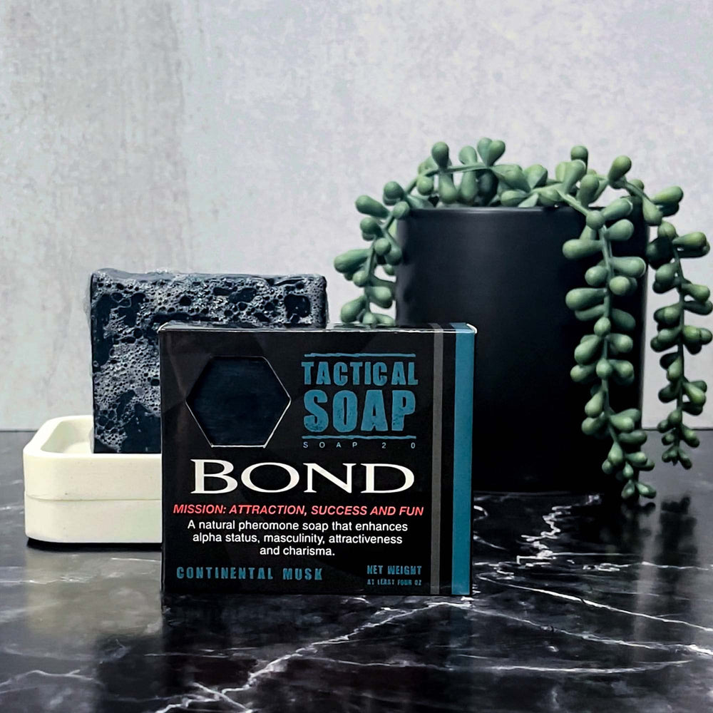 Grondyke Tactical Soap exfoliating-suds highlights skin-softening lather.