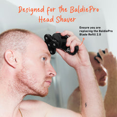 Groomie BaldiePro wet-dry use shot highlights shower-ready waterproof performance